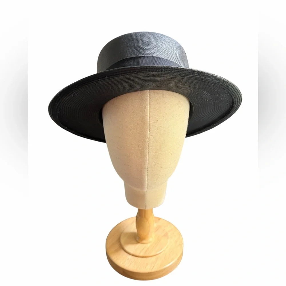 Rare Lil’s of Odessa Black Skimmer Hat | Old Money Aesthetic Wide Brim Sun Hat - Picture 6 of 10